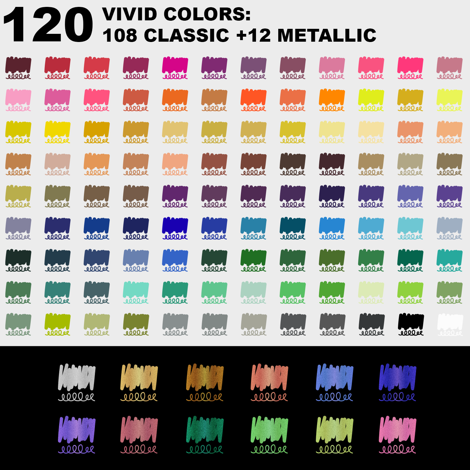 UrbanInkLab 60/120 Colors Dual-Tip Single Color Acrylic Paint Markers with Fabric Zip Case