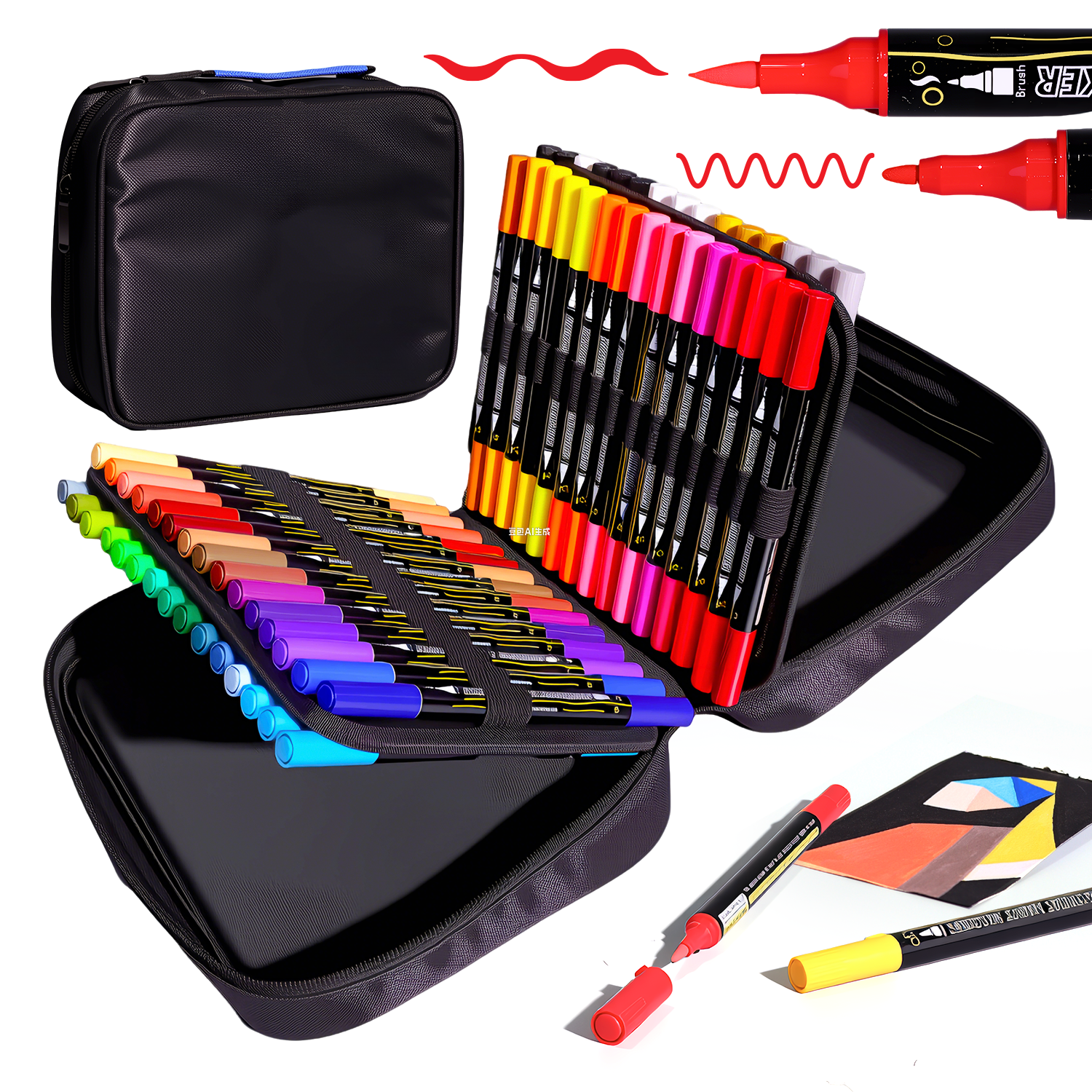  UrbanInkLab 60 Colors Dual-Tip Acrylic Markers Set with Convenient Carry Handle