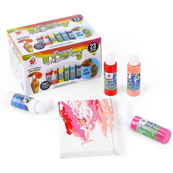 23 Colors High Flow Pouring Acrylic Paint Set (2 fl. oz./ 60 mL Each Color)