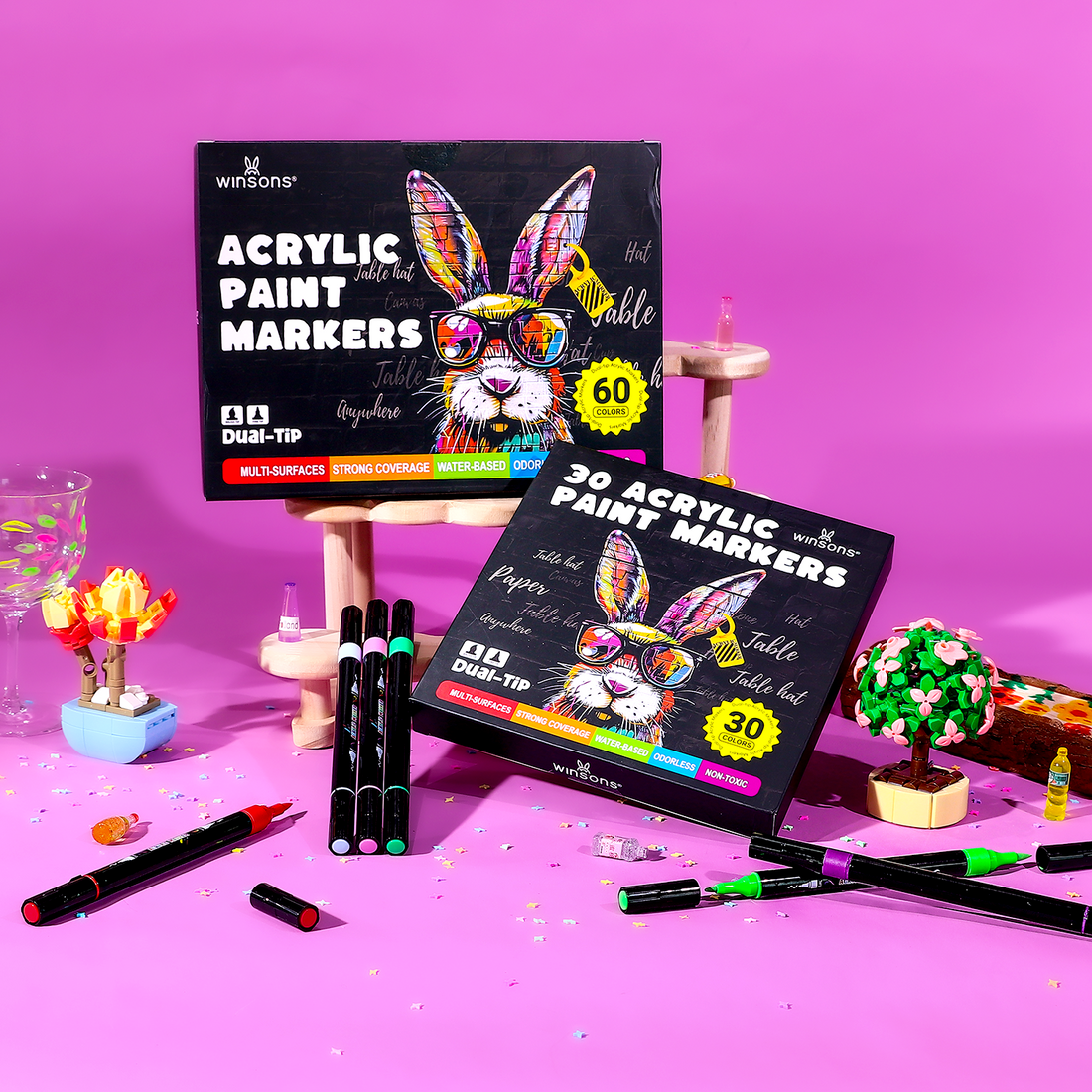 UrbanInkLab Dual Nib Waterproof Acrylic Pen for 30 / 60 Colors