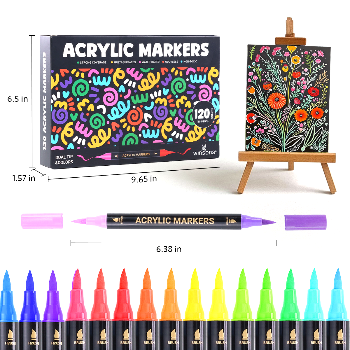 120 Colors Dual Tips Acrylic Art Marker