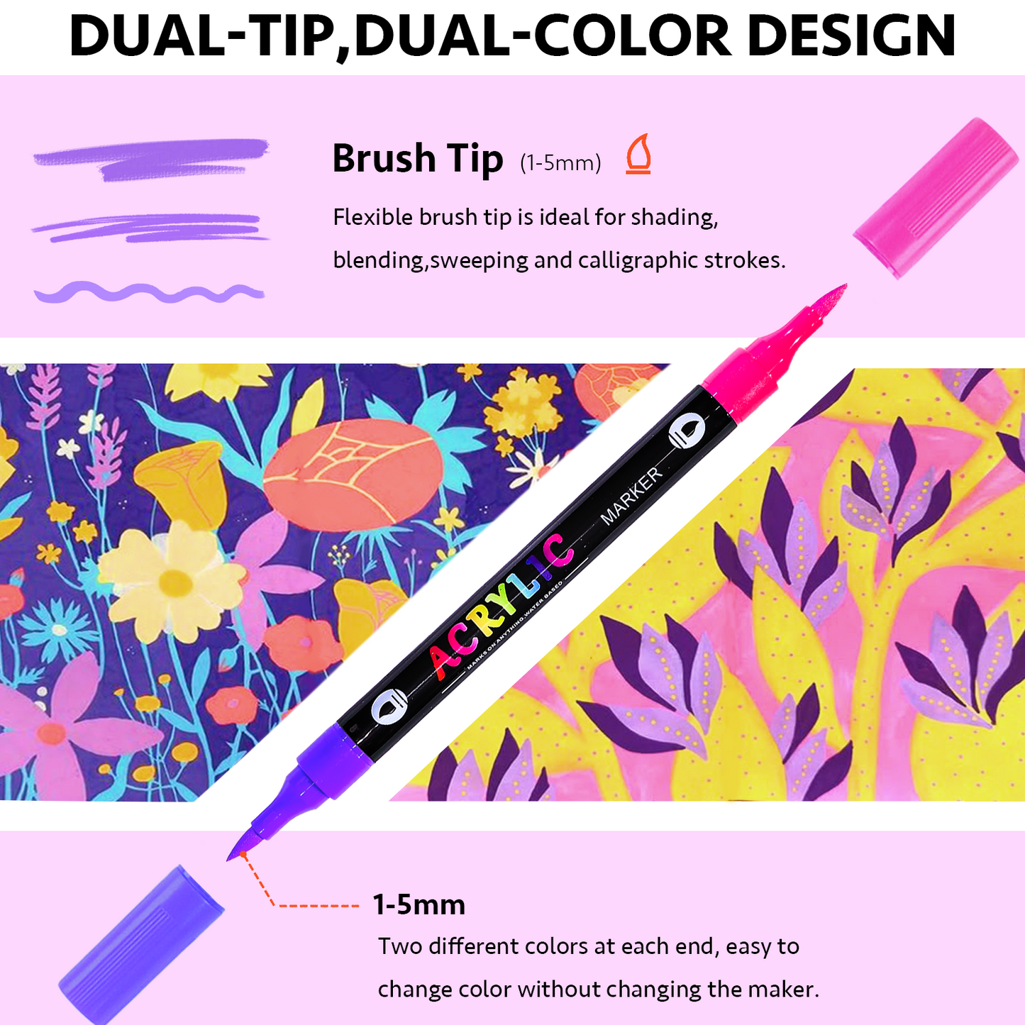 24/48/72 Colors Dual Tip Acrylic Paint Markers