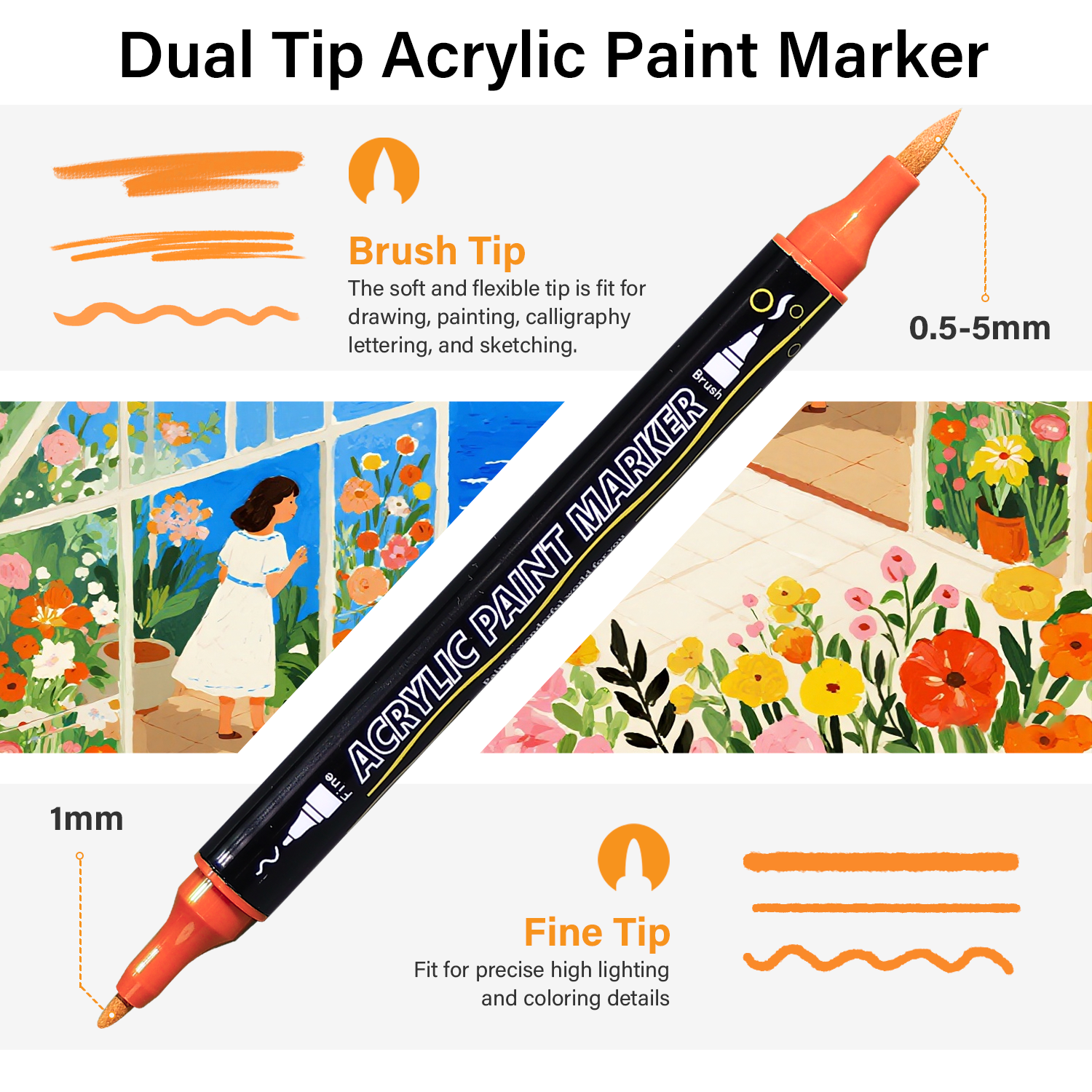  UrbanInkLab 60 Colors Dual-Tip Acrylic Markers Set with Convenient Carry Handle