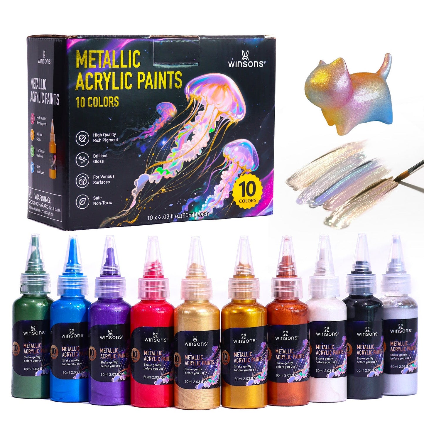 10 Colors Pro Acrylic Metallic Set