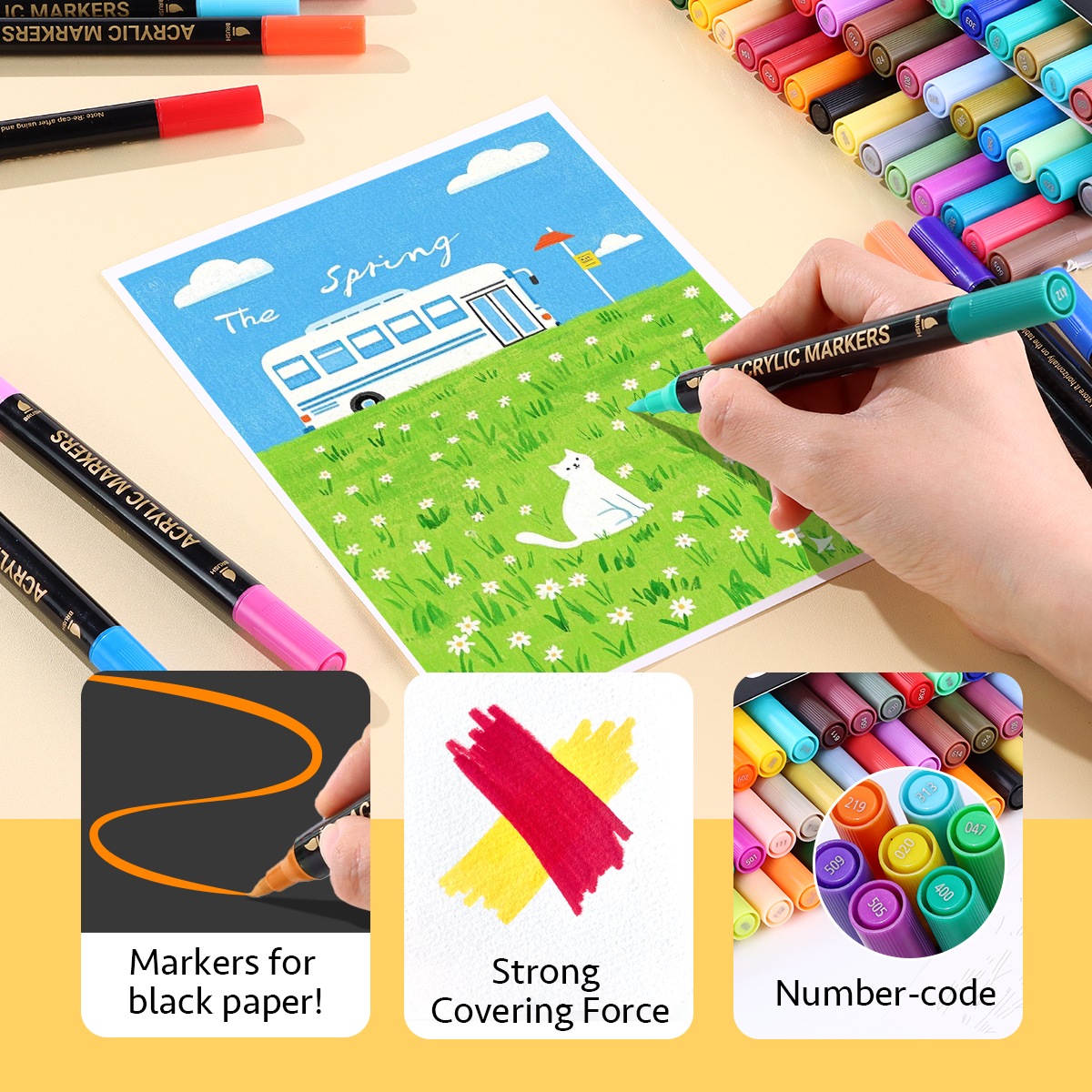 120 Colors Dual Tips Acrylic Art Marker