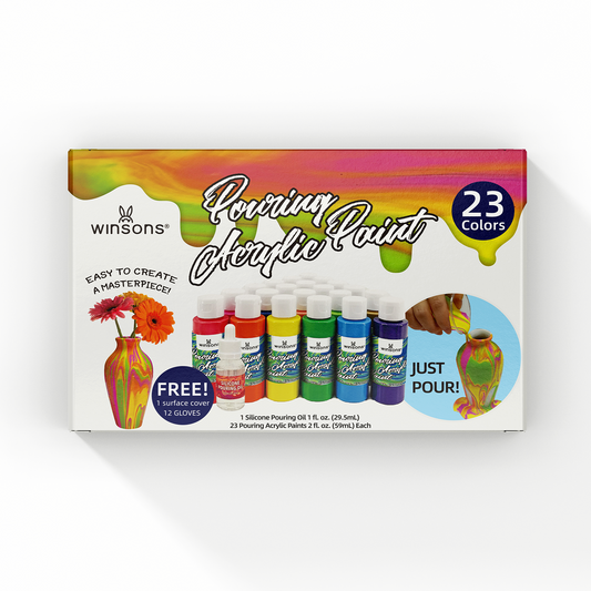 23 Colors High Flow Pouring Acrylic Paint Set (2 fl. oz./ 60 mL Each Color)