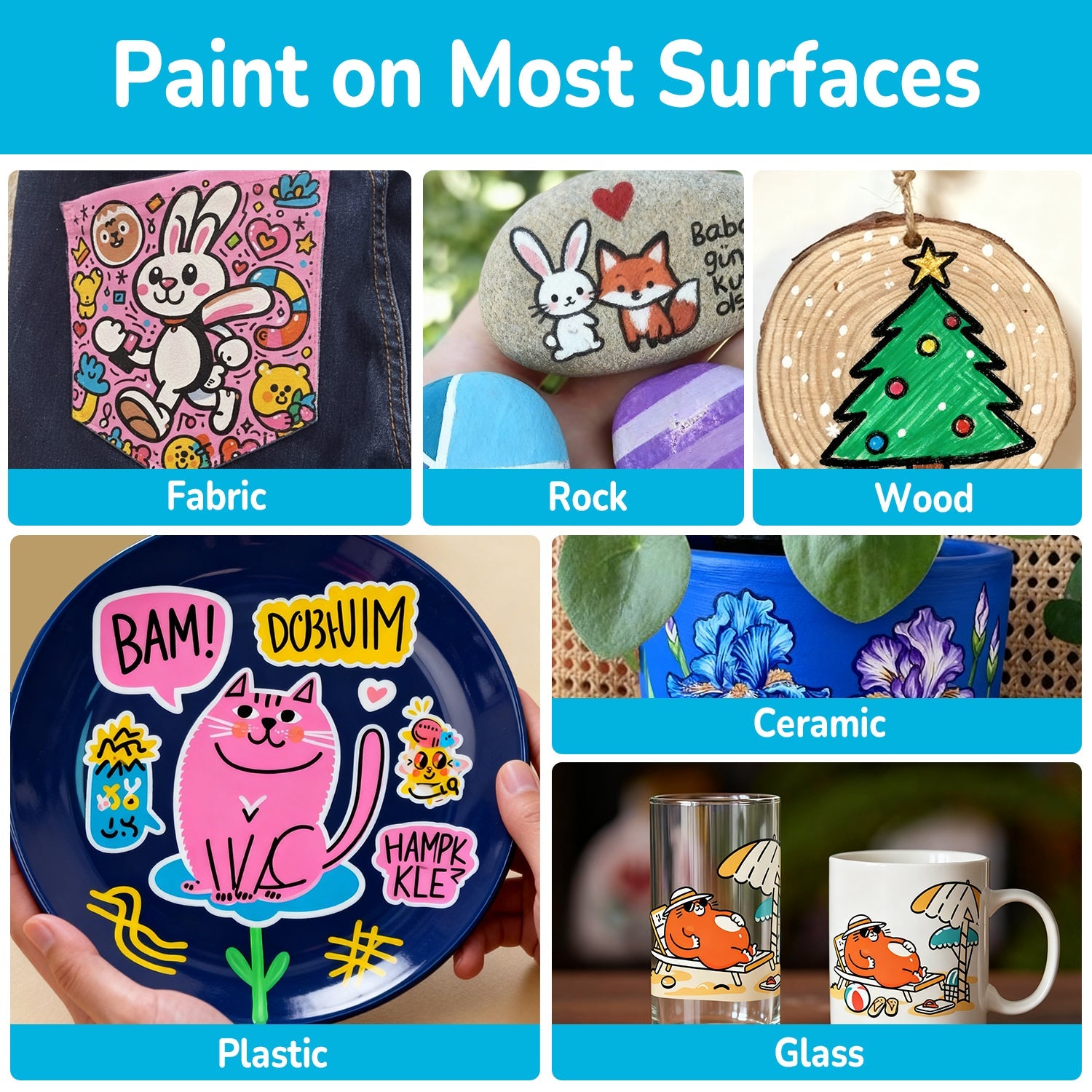 Acrylic Paint Markers Auto Ink Control & Dual-Tip, Two Colors 60 Colours