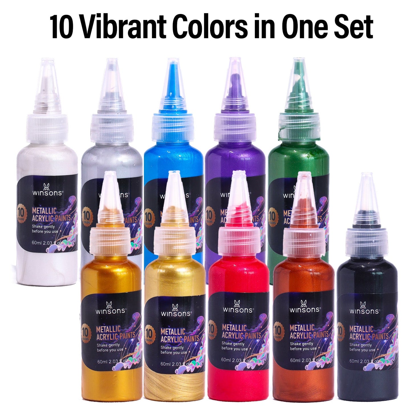 10 Colors Pro Acrylic Metallic Set