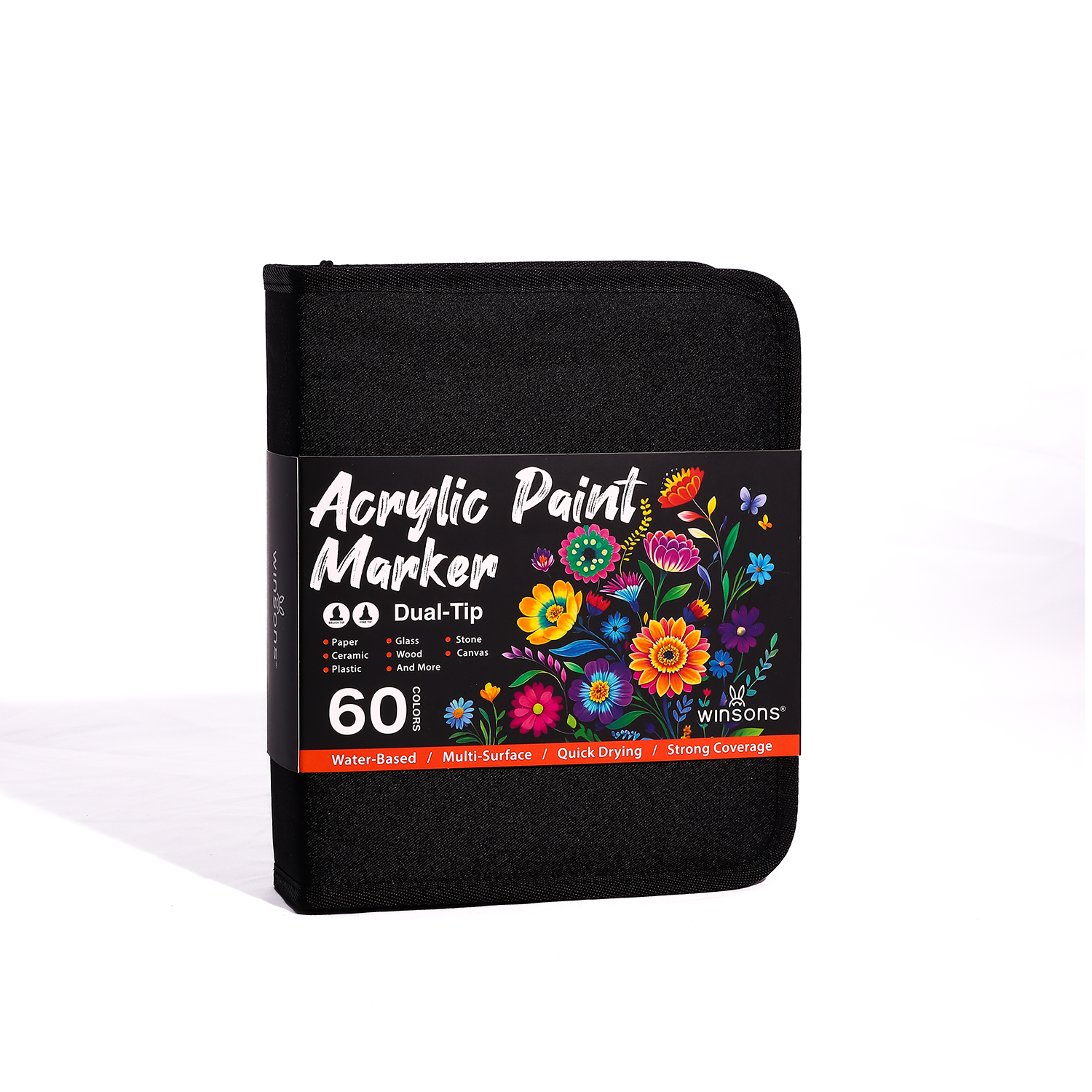 UrbanInkLab 60/120 Colors Dual-Tip Single Color Acrylic Paint Markers with Fabric Zip Case