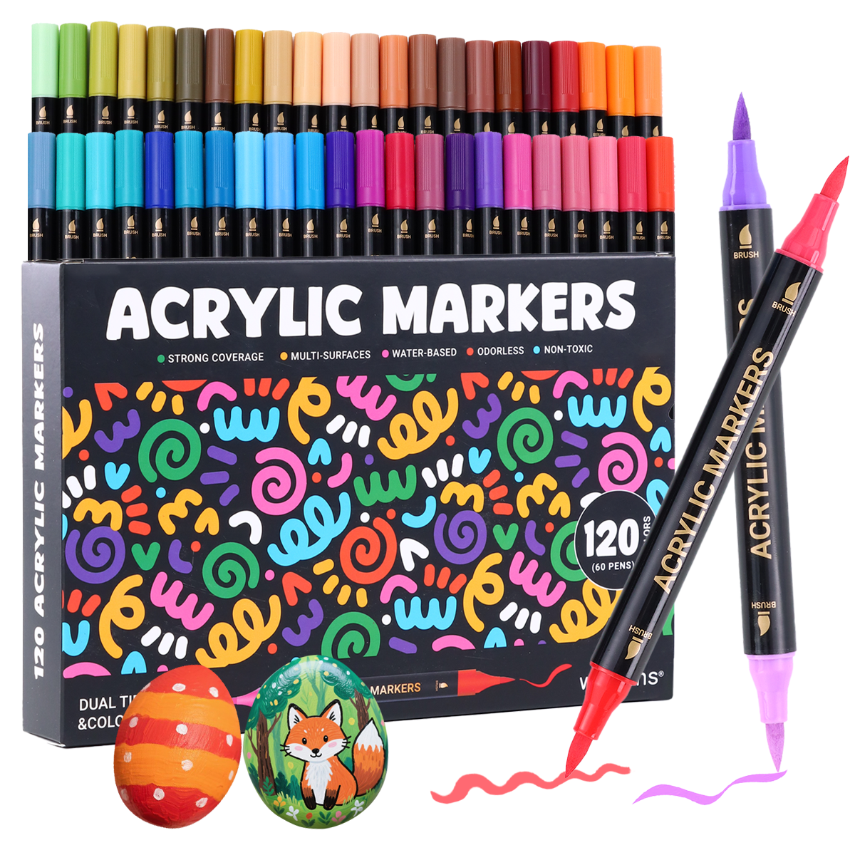 120 Colors Dual Tips Acrylic Art Marker